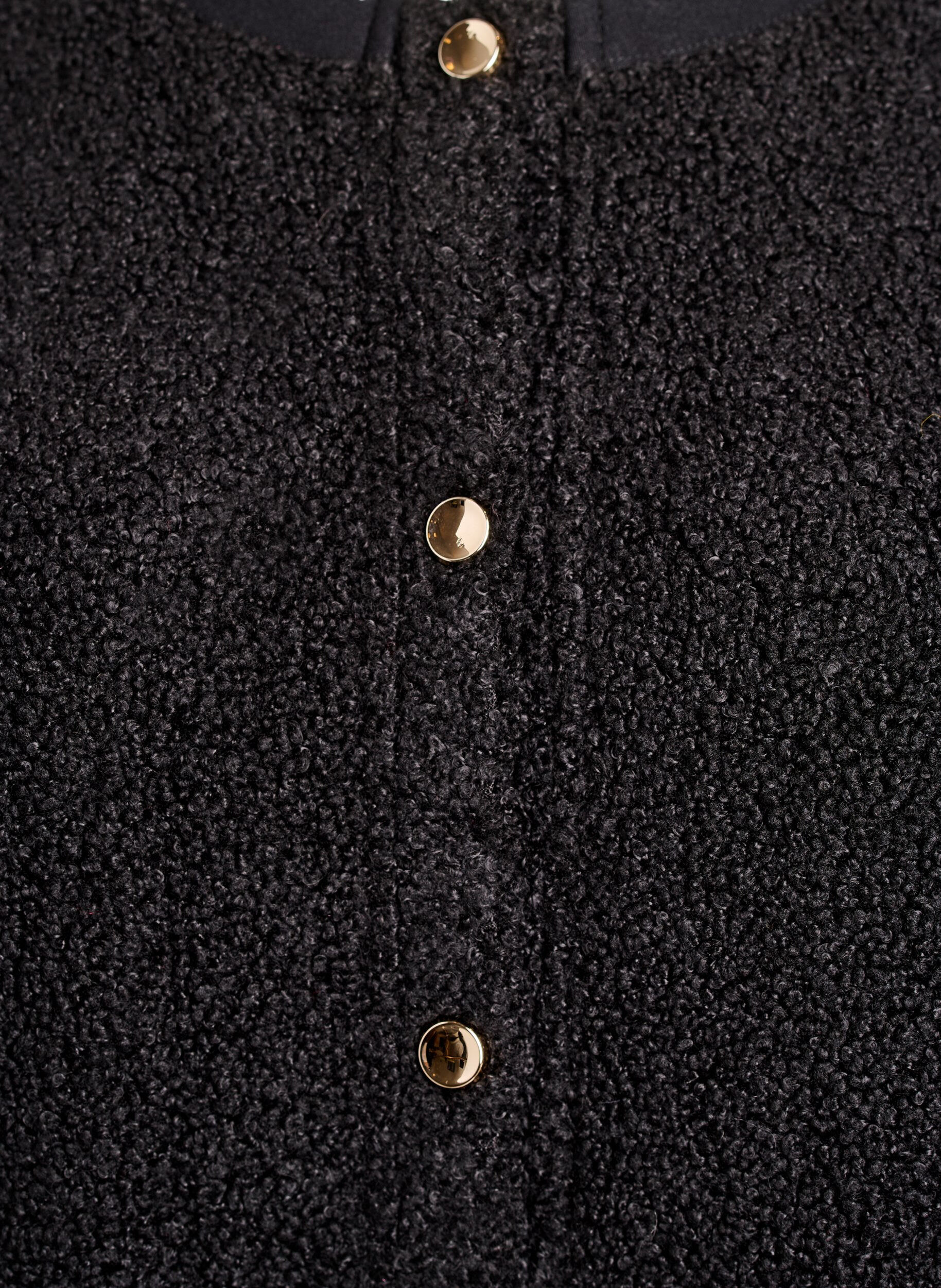 Zizzifashion Teddy cardigan with gold-coloured buttons, Black, Packshot image number 2