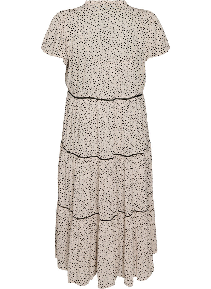 Patterned viscose midi dress, White, Packshot image number 1