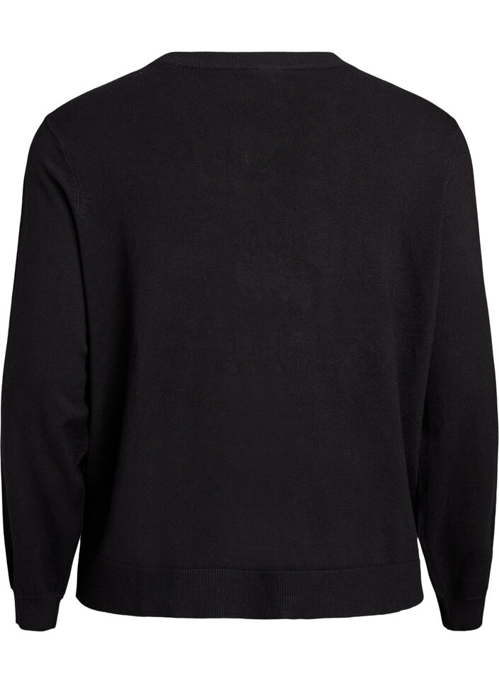 Cardigan with pearl-embroidered bows and press studs, Black, Packshot image number 1