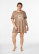 Long night T-shirt in organic cotton with print, Beige, Model image number 1
