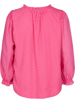 Blouse with long sleeves and frill details, Shocking Pink, Packshot image number 1