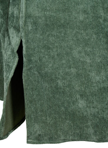 Corduroy dress with 3/4 sleeves and buttons, Deep Forest, Packshot image number 3
