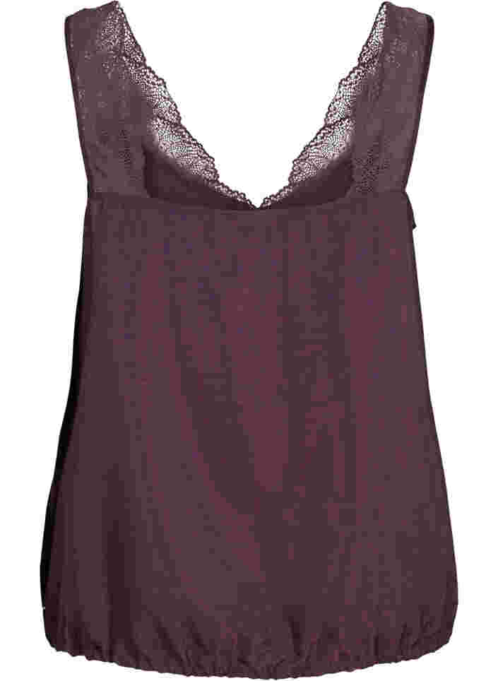 Top with lace and an elasticated hem , Plum Perfect, Packshot image number 1