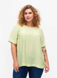 Blouse with half-length sleeves in viscose, Lily Green, Model