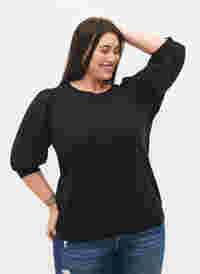 Sweatshirt with 3/4 sleeves, Black, Model