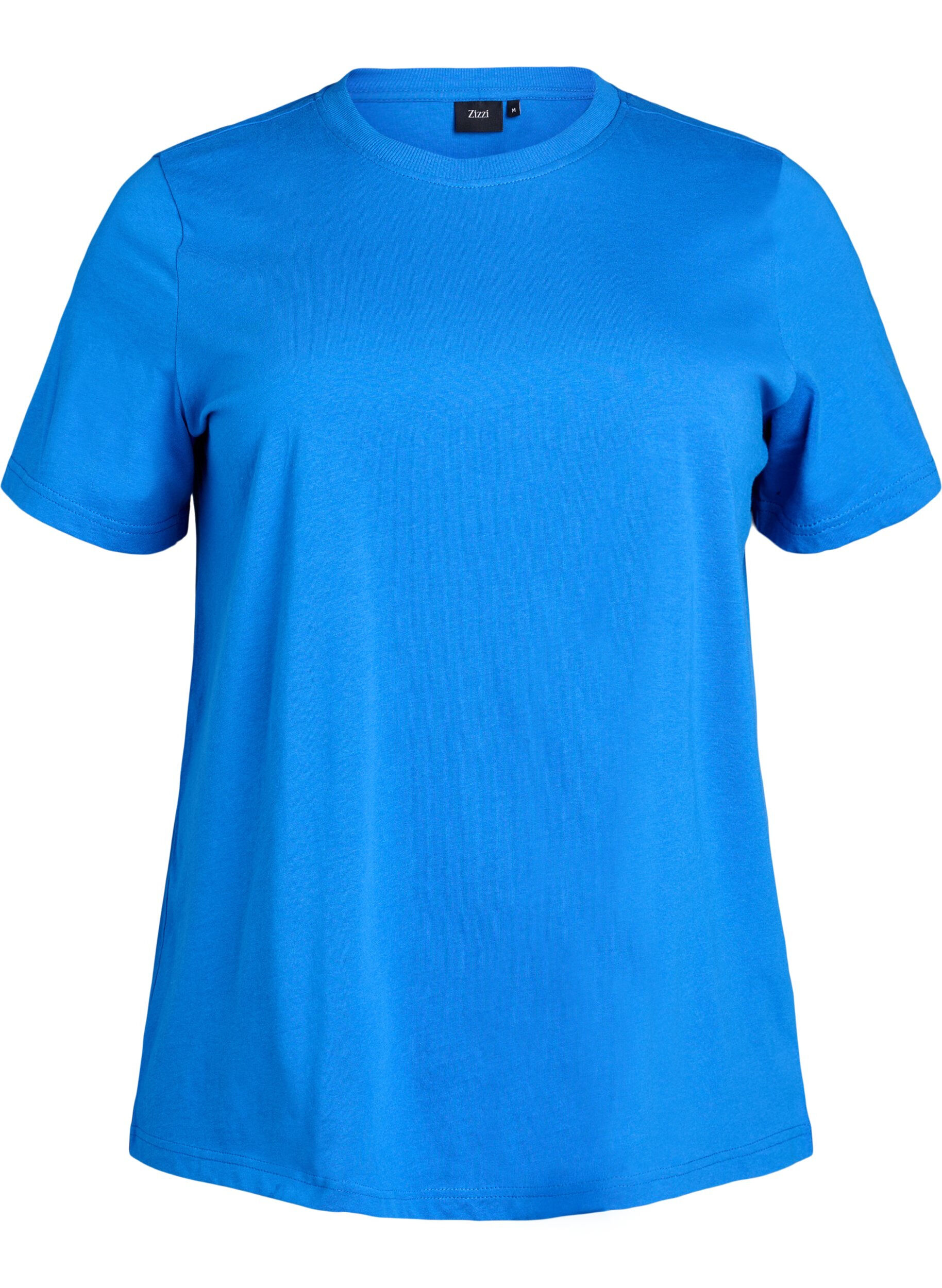 ZizzifashionBasic cotton T-shirt with round neck, Blue, Packshot image number 0