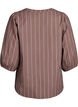 3/4 sleeve blouse in cotton with stripes, Brown, Packshot image number 1