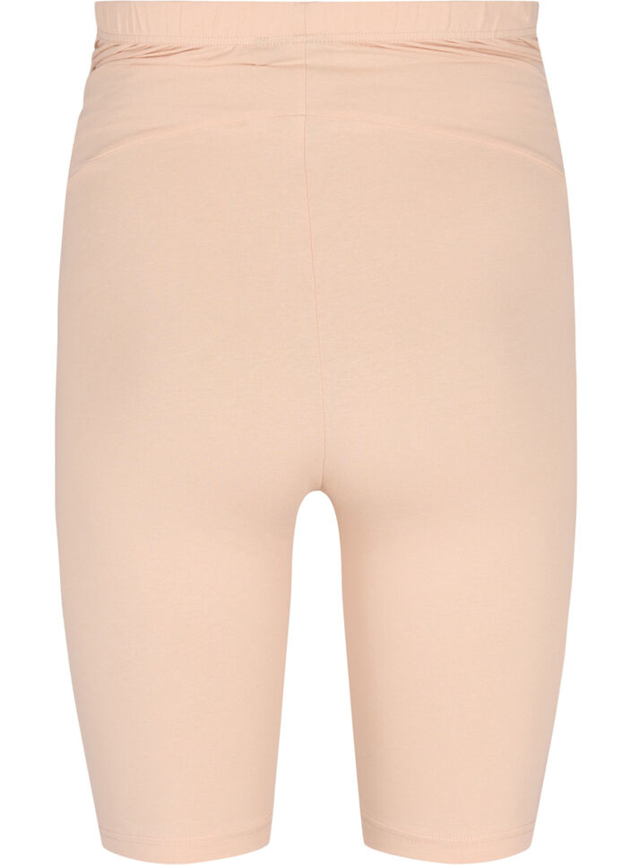 Cotton tight-fitting maternity shorts, Beige, Packshot image number 1