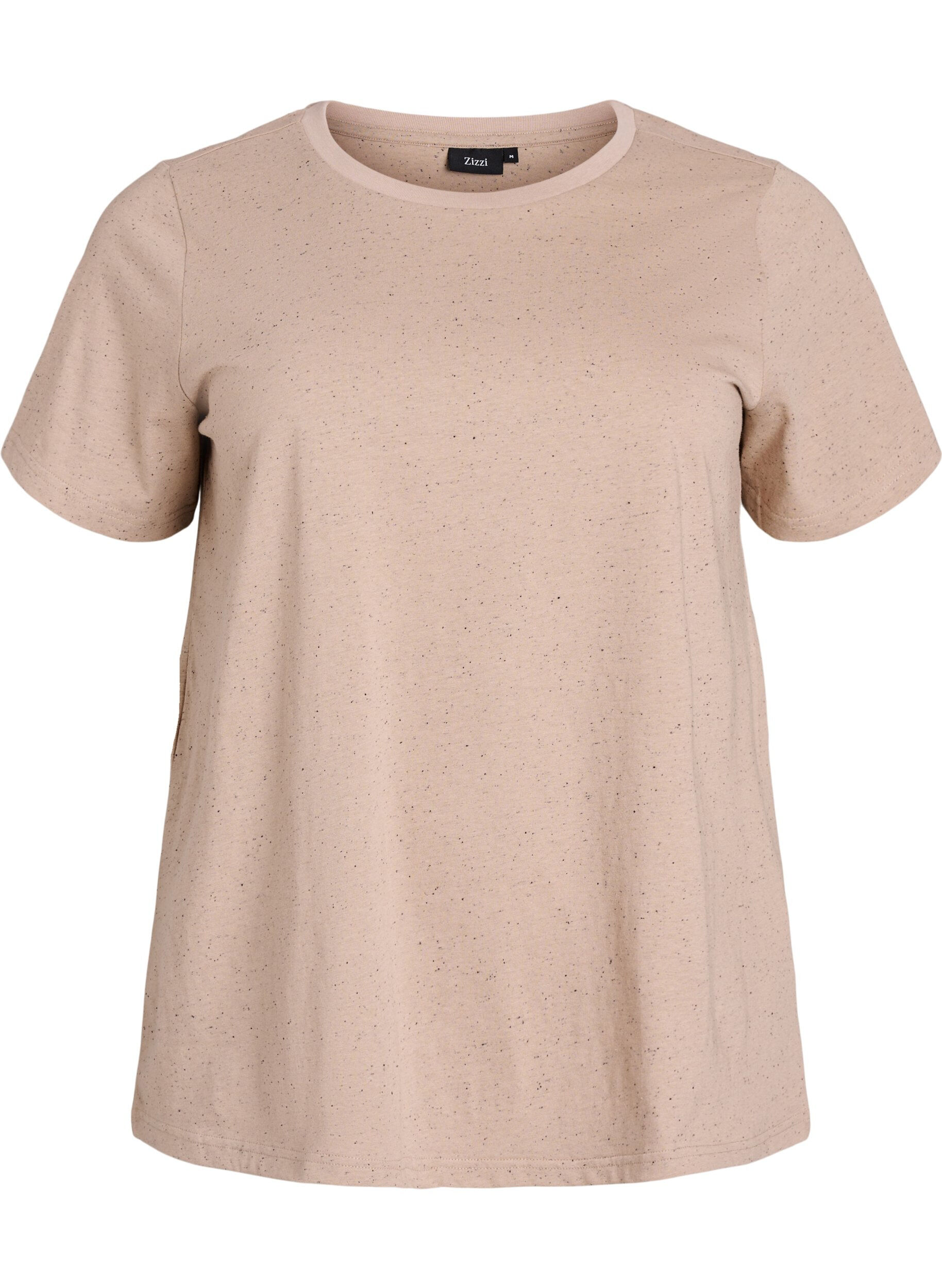 Zizzifashion Cotton T-shirt with round neck, Beige, Packshot image number 0