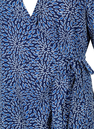 Printed wrap dress with short sleeves , M. Blue Graphic AOP, Packshot image number 2