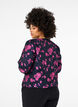 Jacquard jacket with floral pattern, Black w. Red Rose, Model image number 1