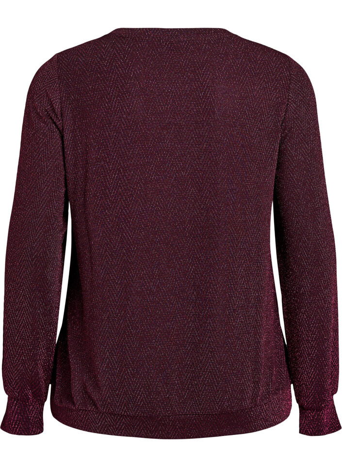 Blouse with herringbone pattern and glitter thread, Dark Bordeaux, Packshot image number 1