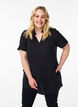 Cotton muslin tunic with short sleeves, Black, Model image number 0
