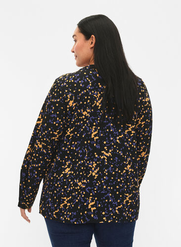 FLASH - Long sleeve blouse with print, Black Splash AOP, Model image number 1