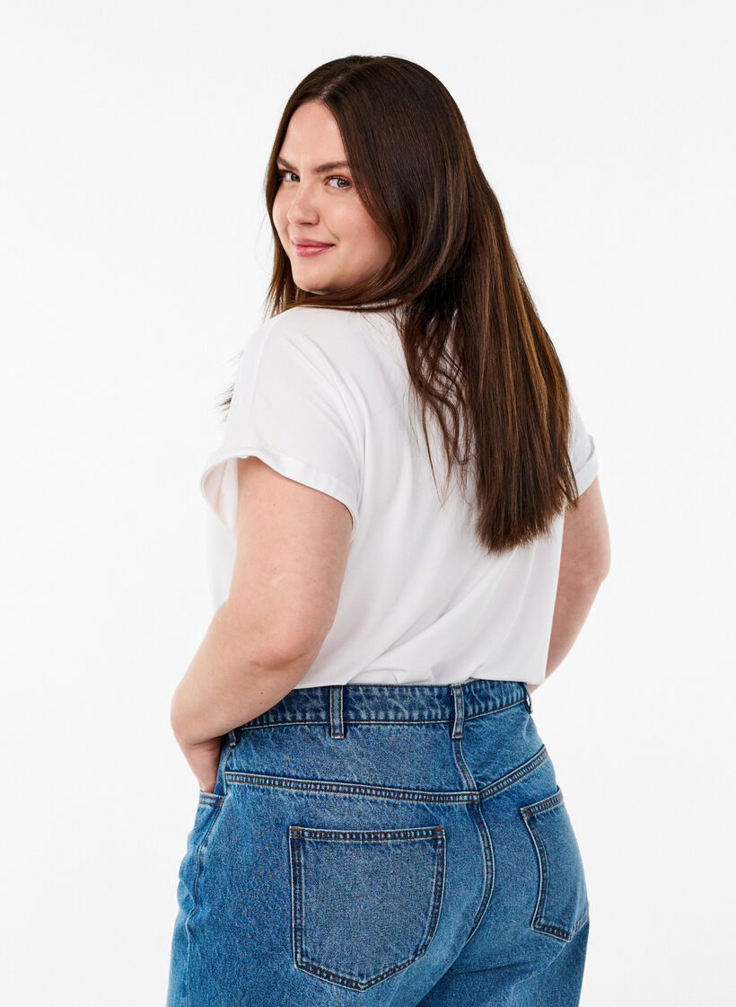 Loose t-shirt with round neck, White, Model image number 2