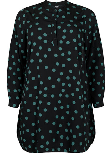 FLASH - Dotted tunic with long sleeves, Dot, Packshot image number 0