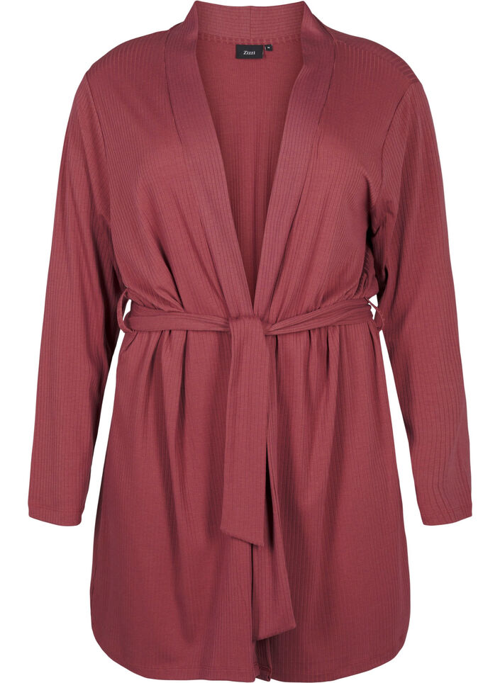 Dressing gown with tie belt, Rose Brown, Packshot image number 0
