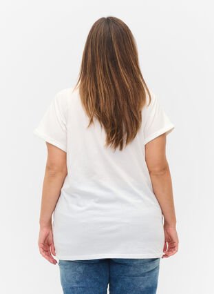 Short-sleeved t-shirt with broderie anglaise, Off White Mel, Model image number 1