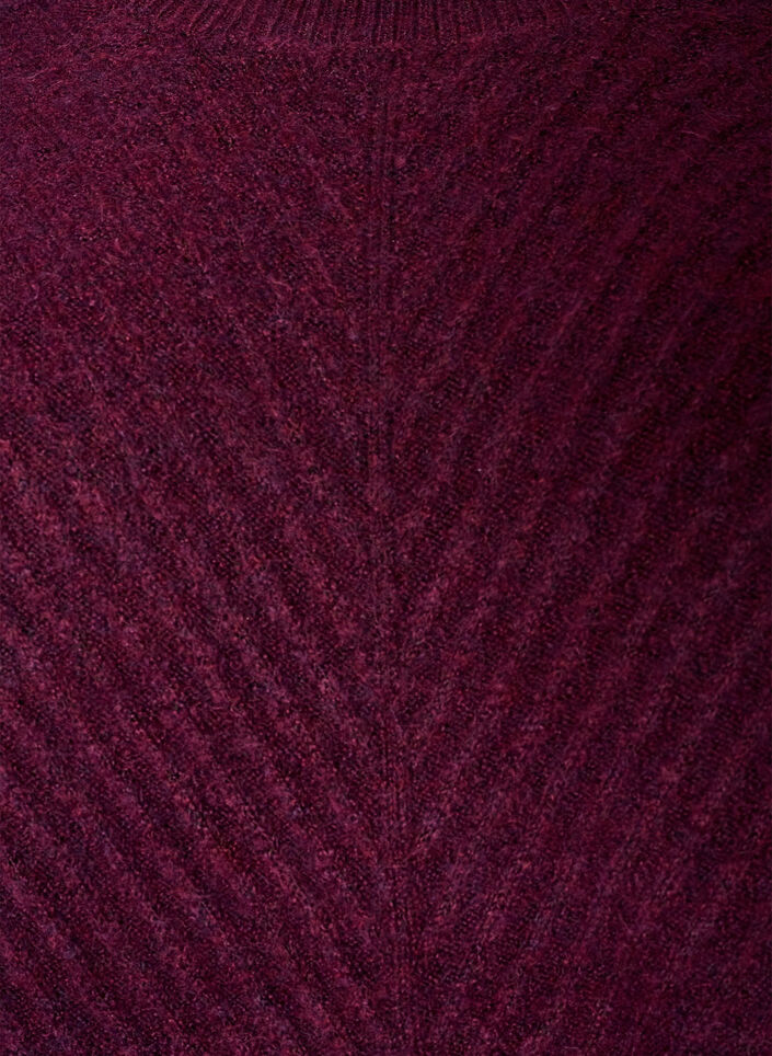 Knitted blouse with V-shaped rib pattern and slits, Red, Packshot image number 2