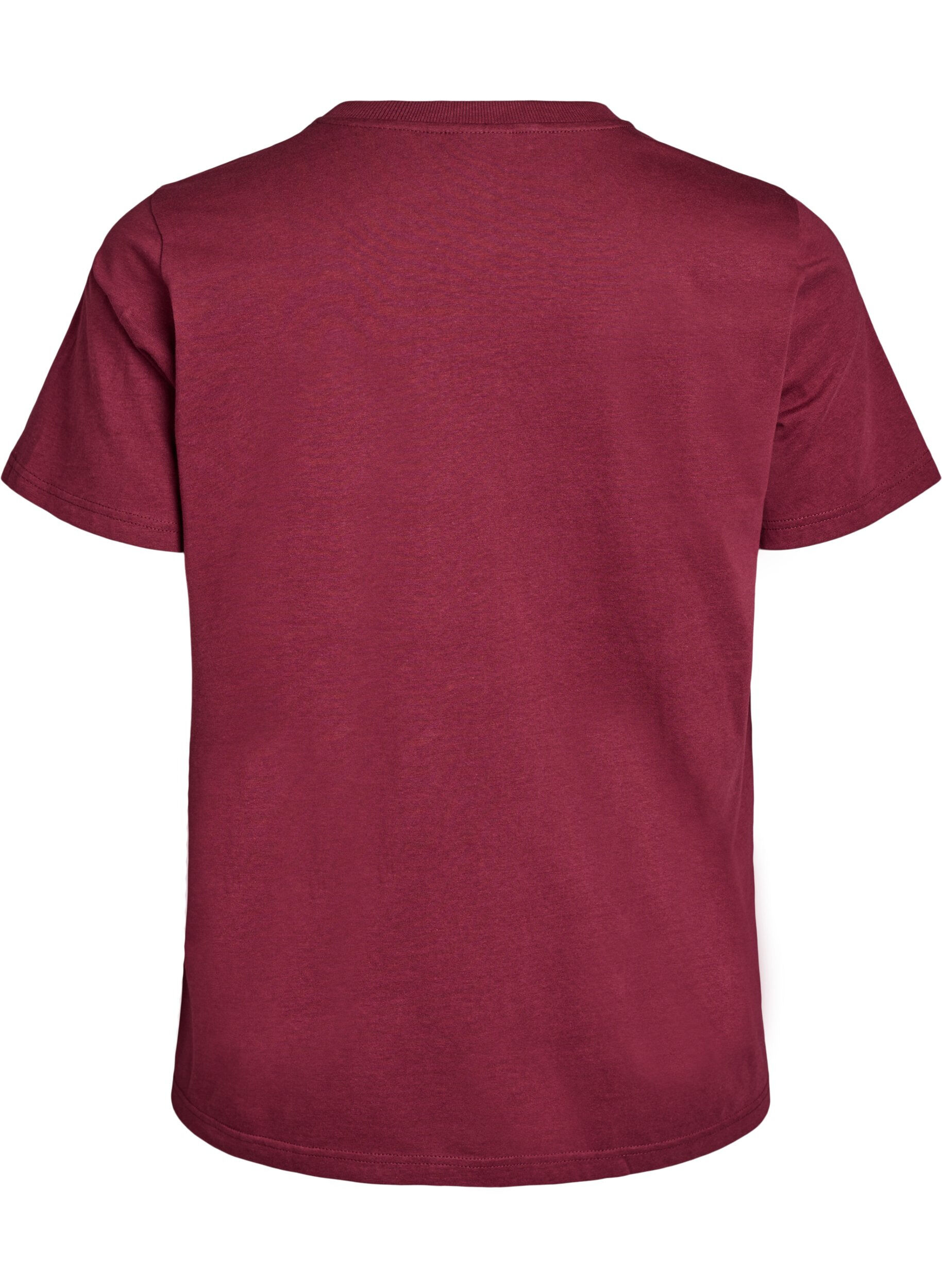 ZizzifashionBasic cotton T-shirt with round neck, Dark Bordeaux, Packshot image number 1