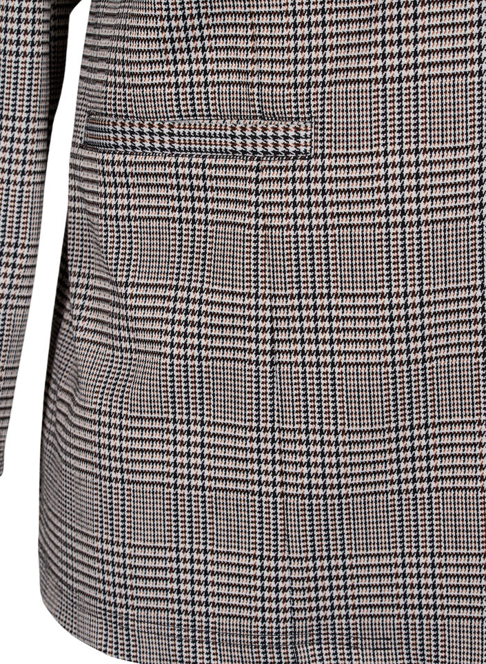 Checkered blazer with button closure, Beige Brown Check, Packshot image number 3