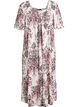 Long dress with a square neckline and floral motifs, Vanilla, Packshot image number 0