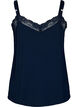 Cami top with a V-neck and lace trim, Blue, Packshot image number 1