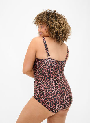 Swimsuit with draping and padded cups, Leopard, Model image number 1