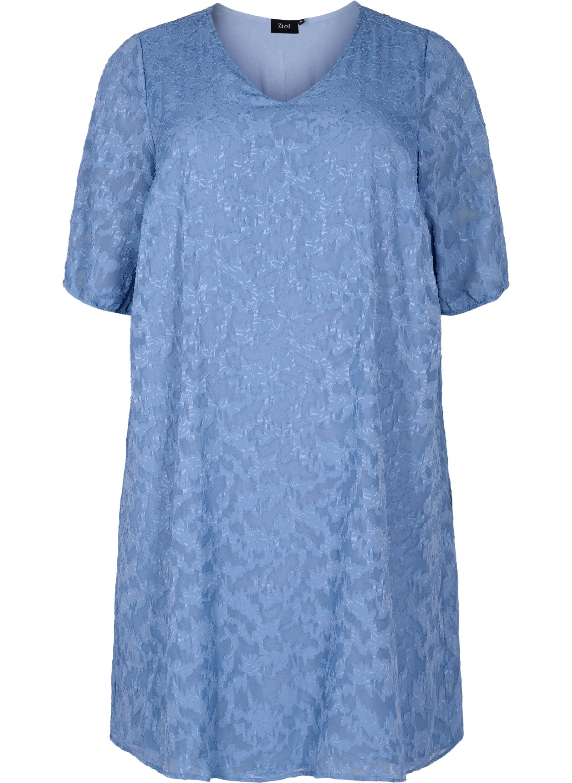 Zizzifashion Short-sleeved dress with structure, Coronet Blue, Packshot image number 0