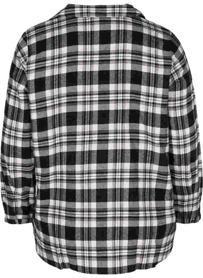 Checked cotton pyjama shirt, Black/Rose Smoke , Packshot image number 1