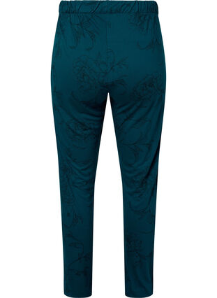 Viscose pyjama pants with floral print, Deep Teal Flower, Packshot image number 1