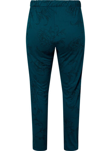 Viscose pyjama pants with floral print, Deep Teal Flower, Packshot image number 1