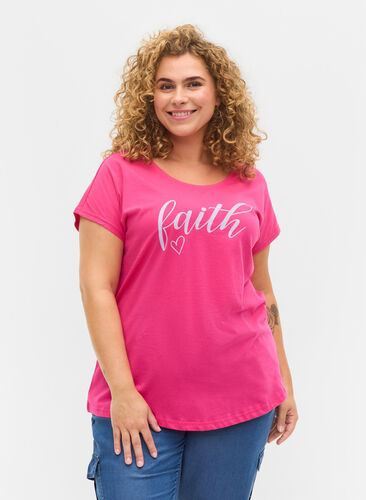 Loose short-sleeved cotton t-shirt, Beetroot Pur Faith, Model image number 0