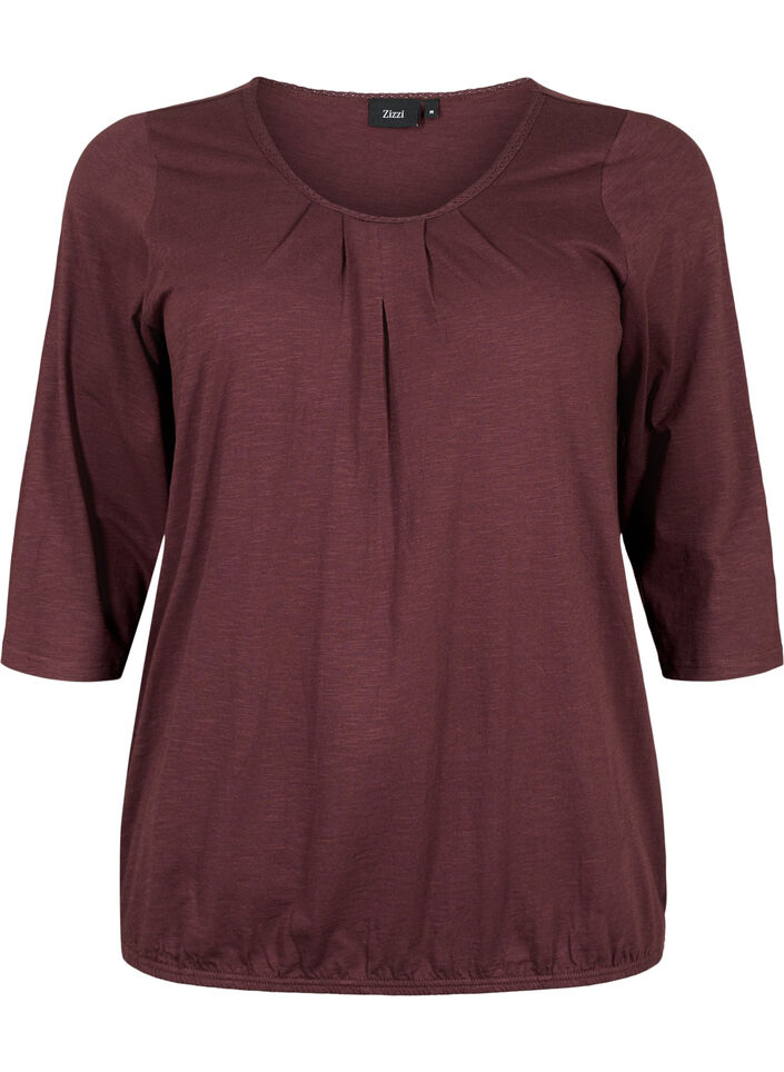 Cotton blouse with 3/4 sleeves, Fudge, Packshot image number 0