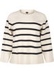 Striped knitted blouse with round neck, Birch w. Black, Packshot image number 0