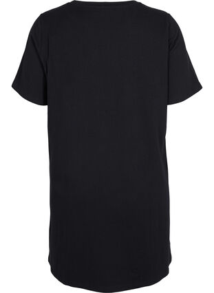 Solid t-shirt cotton nightdress, Black, Packshot image number 1