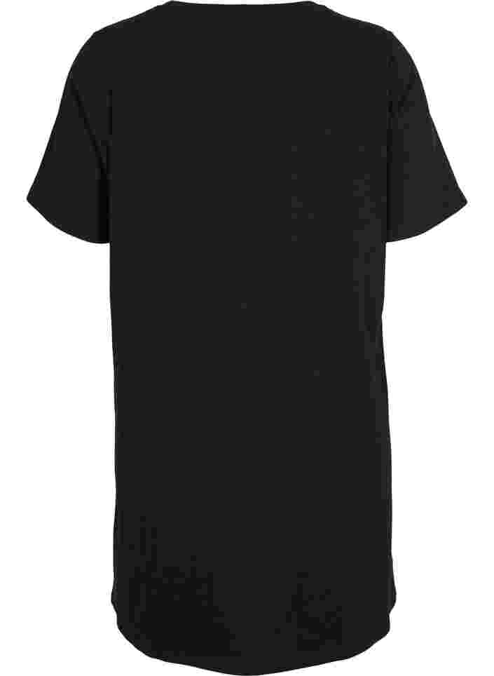Solid t-shirt cotton nightdress, Black, Packshot image number 1