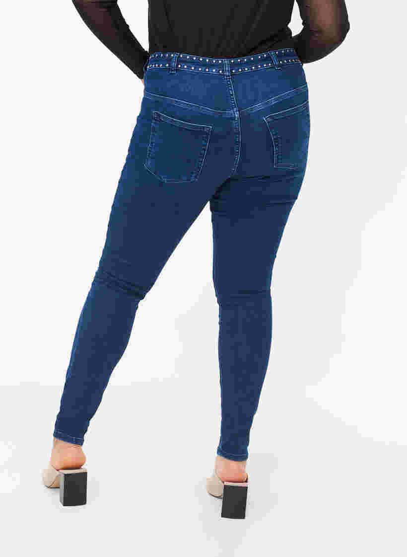 Super slim Amy jeans with studs, Dark blue, Model image number 1