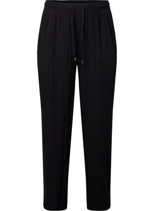 	 Viscose trousers with drawstring, Black, Packshot image number 0
