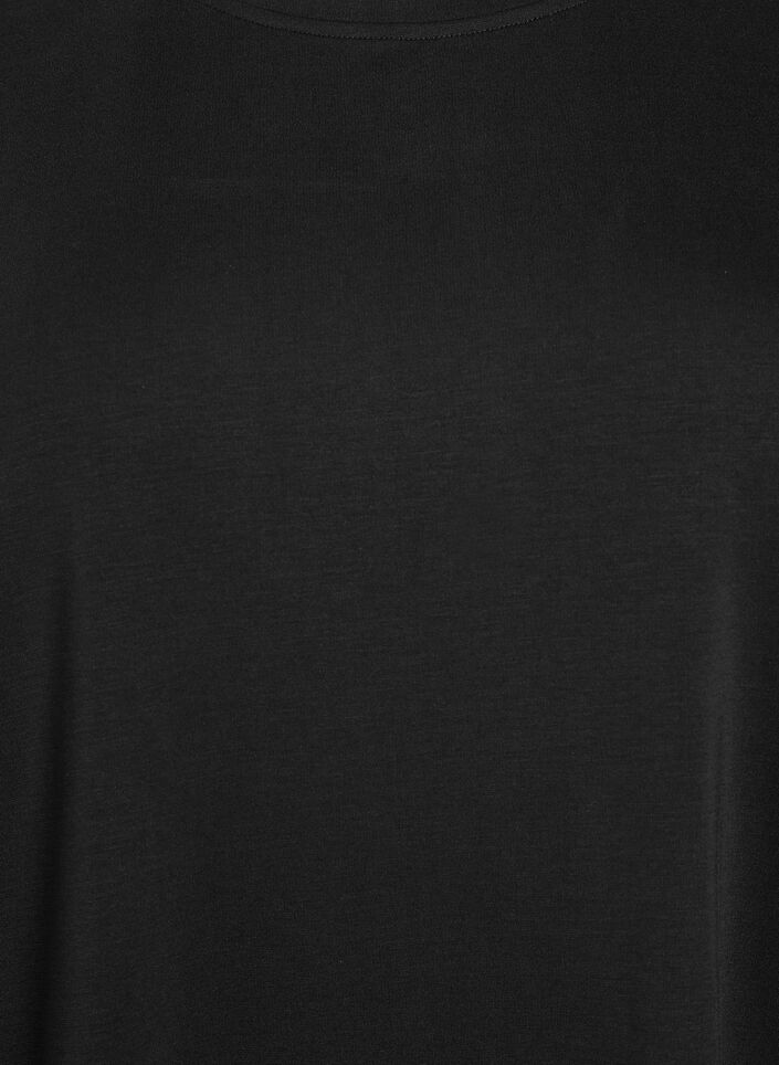 Jersey T-shirt dress with a lace layer, Black, Packshot image number 2