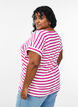 Striped T-shirt with V-neck, Rose, Model image number 2