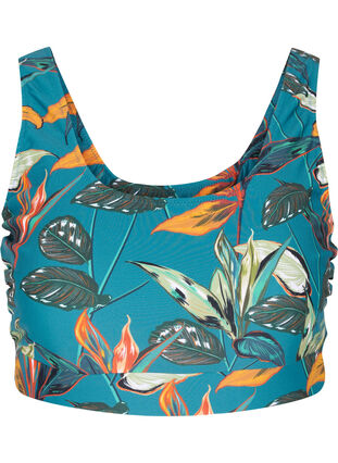 Bikini top with a round neckline, Leaf Print, Packshot image number 0