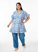Tunic with V-neck and ruffle details, Blue, Model image number 1