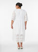 Midi dress with broderie anglaise and an empire line, White, Model image number 1