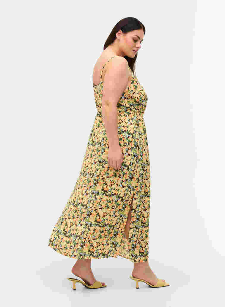 Printed Maxi dress in viscose, Yellow Summer AOP, Model image number 1