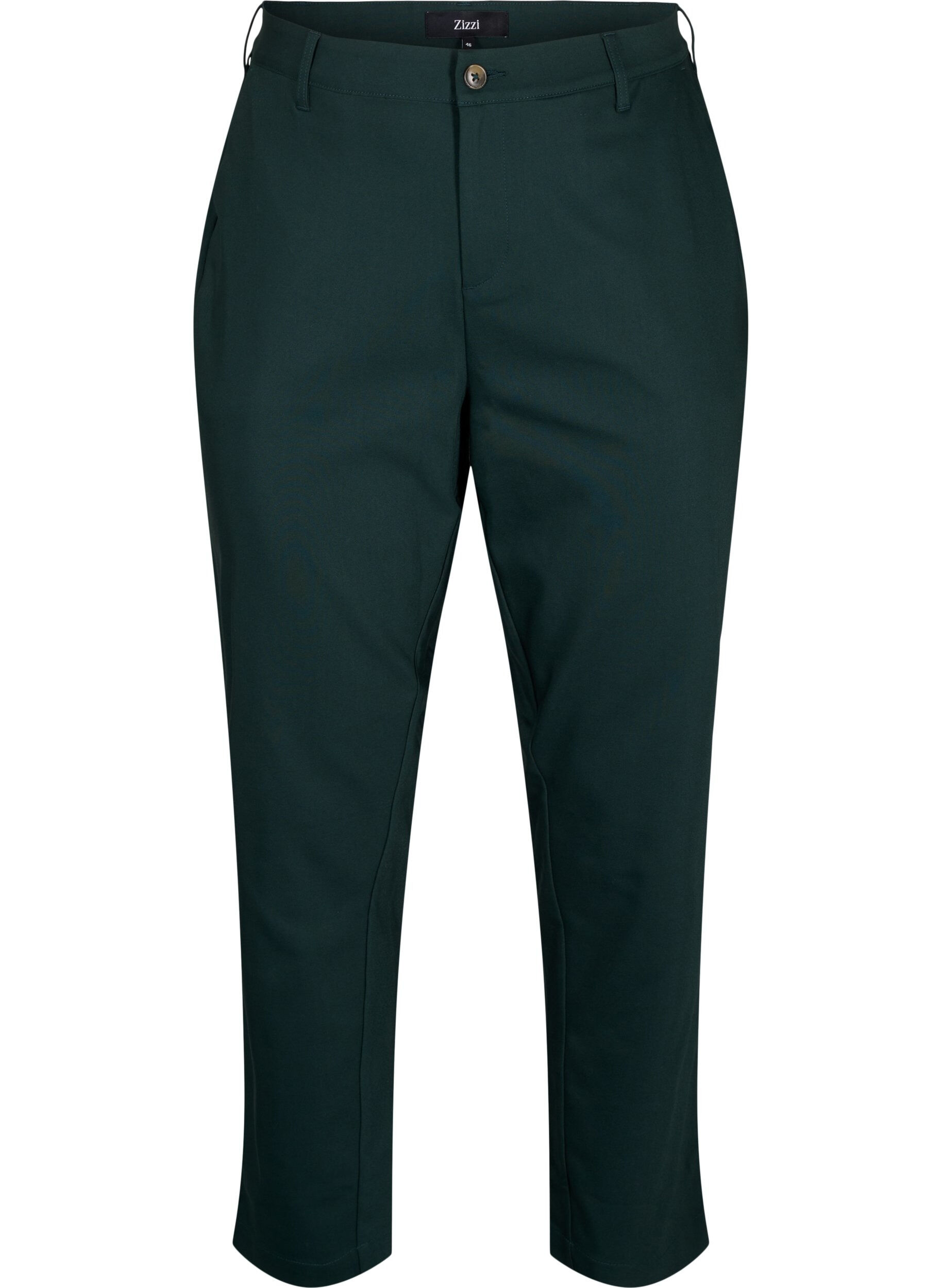 Zizzifashion High-waisted trousers with straight legs, Green, Packshot image number 0