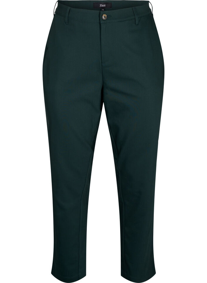 High-waisted trousers with straight legs, Green, Packshot image number 0