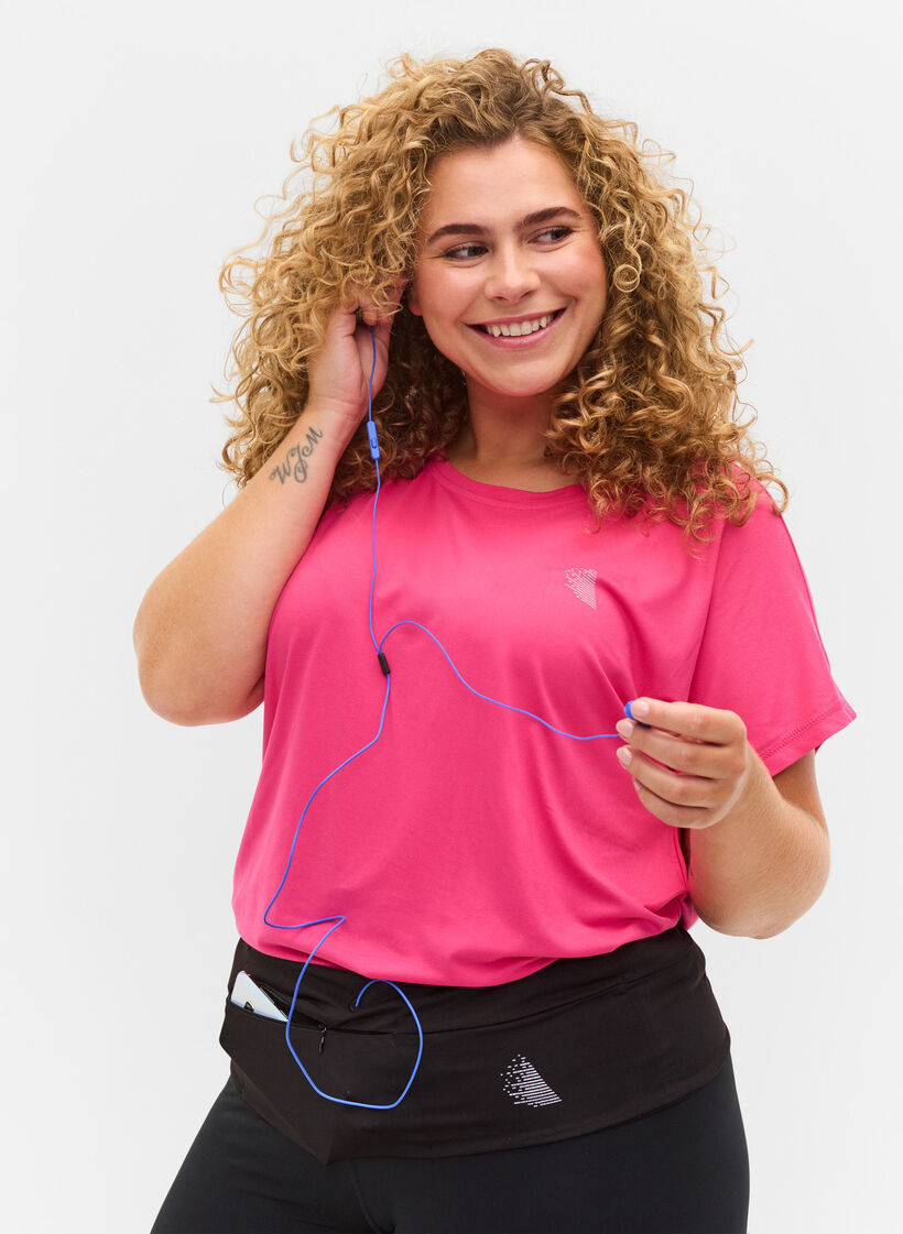 Reflector running belt with pockets, Black, Model image number 0