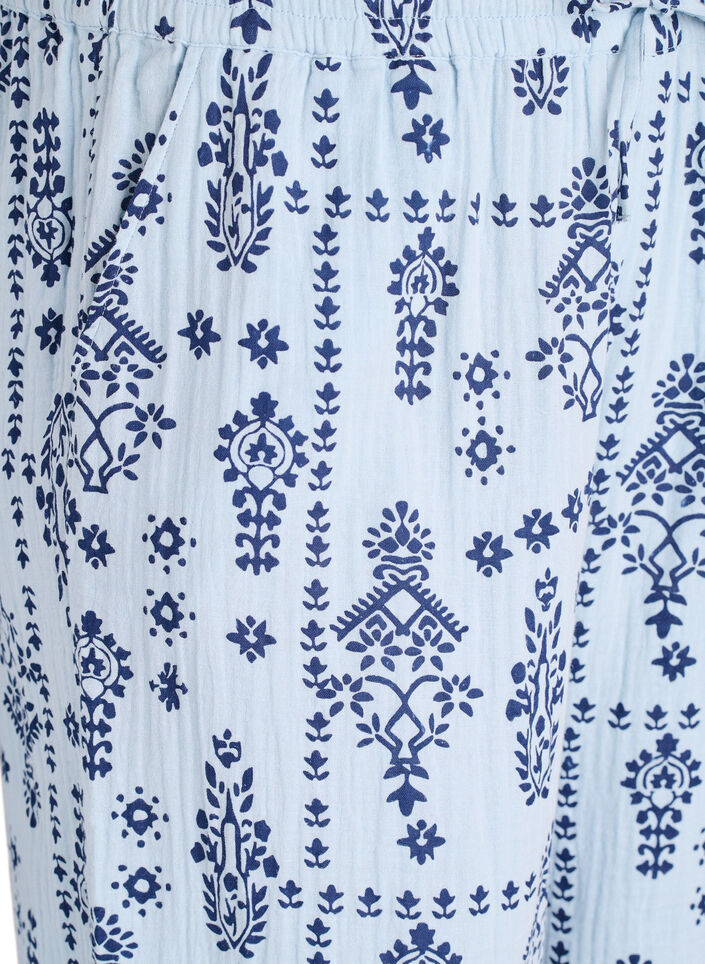 Loose trousers in cotton muslin with polka dots, Light Blue, Packshot image number 2