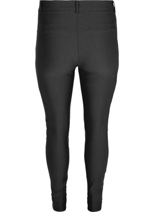 Cropped trousers with a light shine, Black, Packshot image number 1